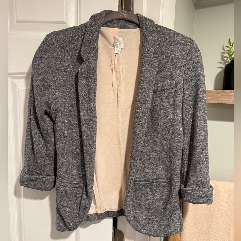 Gray Women's Jersey 3/4 sleeve Blazer